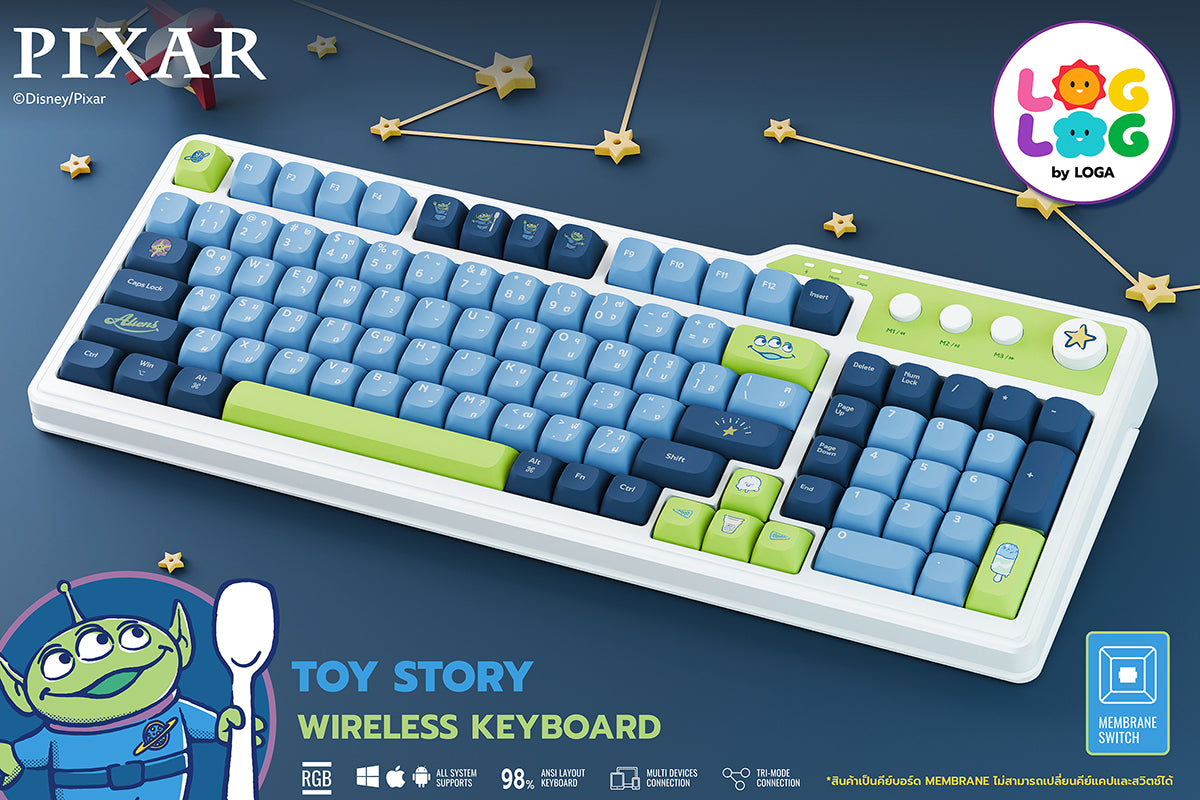 LOGLOG by LOGA : Toy Story Wireless Keyboard 98% Membrane Keyboard