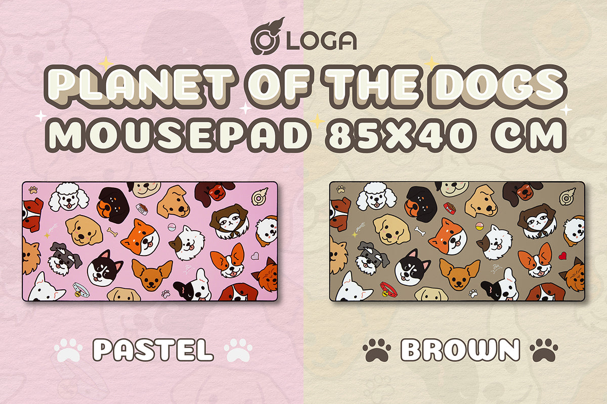 LOGA Mousepad 85x40 cm. : Planet of the Dogs [Brown, Pastel]