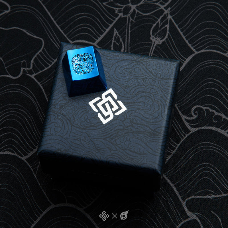 Keycaps with Hidden Masterpiece :  INDIGOSKIN x LOGA : Lotus - Ocean Pattern Keycap