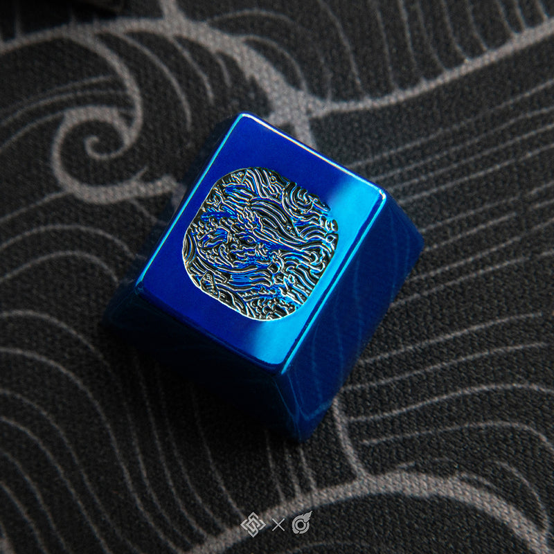 Keycaps with Hidden Masterpiece :  INDIGOSKIN x LOGA : Lotus - Ocean Pattern Keycap